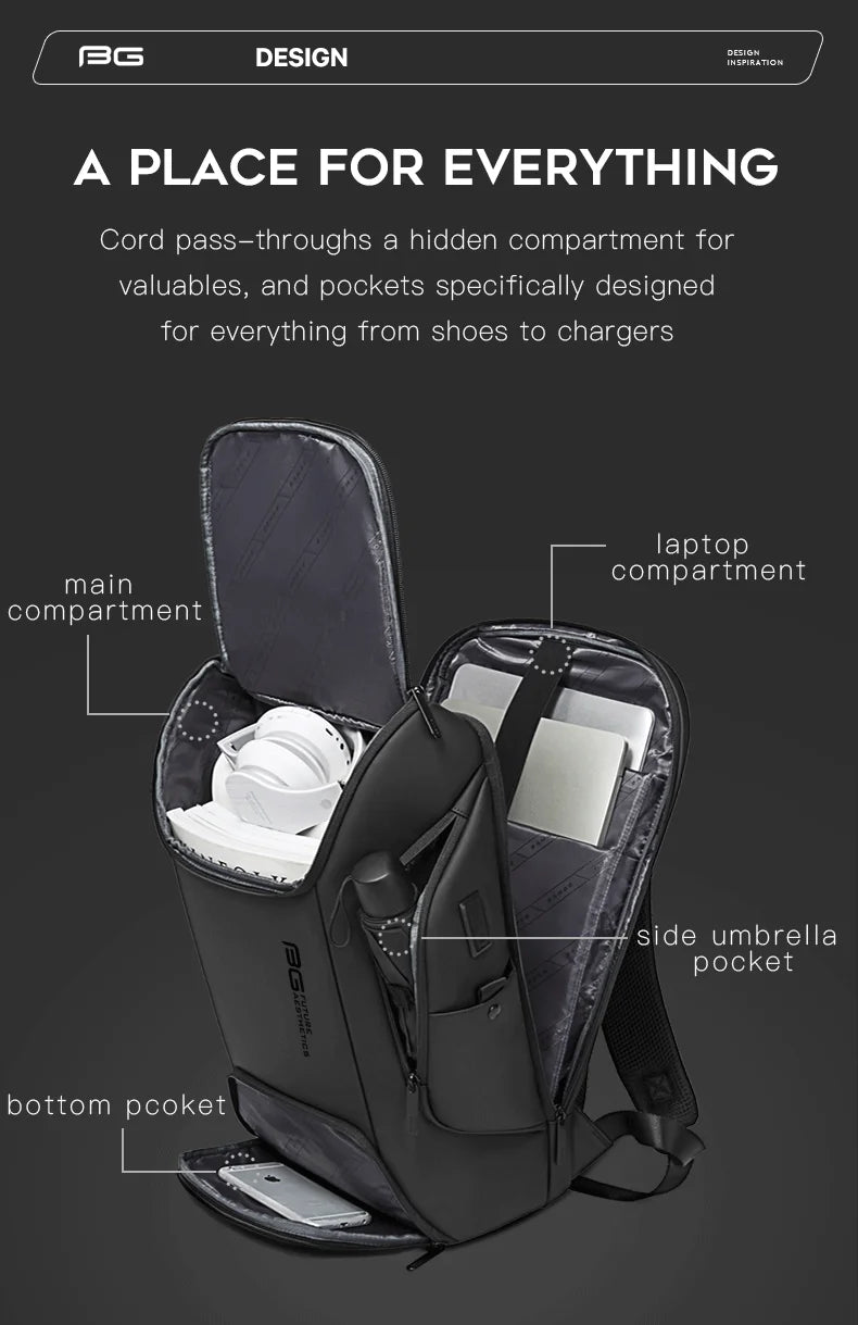 BANGE Business USB Charging 15.6-Inch Laptop Backpack