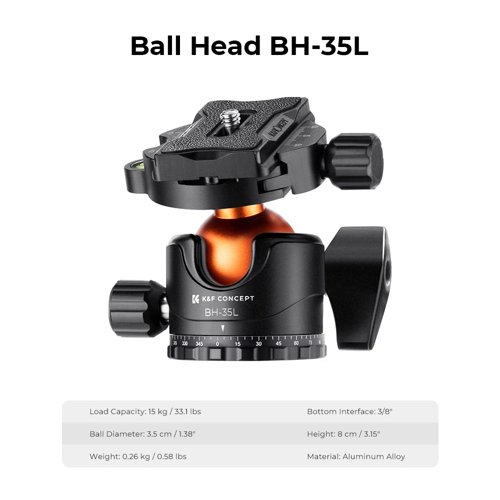K&F A255C2 Carbon Fibre Tripod with 360 Degree Ball Head
