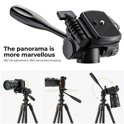 K&F 162cm Aluminium Video Tripod with Phone Holder