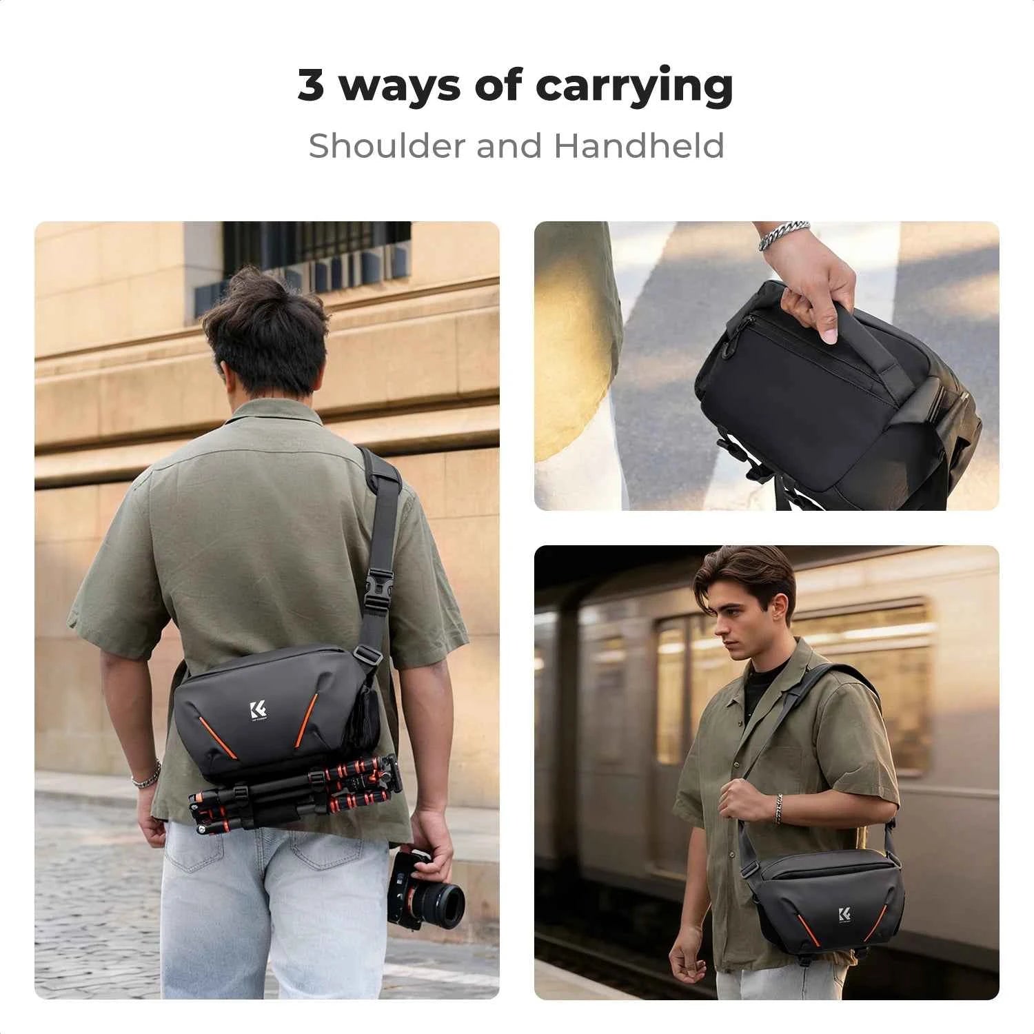 K&F CONCEPT 7L Lightweight Camera Sling Bag Travel Photography Shoulder Bag For Canon Sony Nikon DSLR Camera Case Tripod Holder