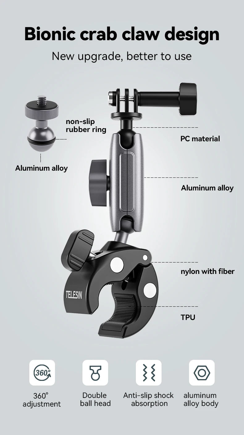 TELESIN 360° Super Clamp & Magic Arm Camera Mount