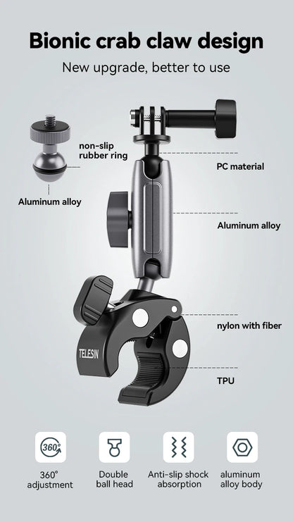 TELESIN 360° Super Clamp & Magic Arm Camera Mount