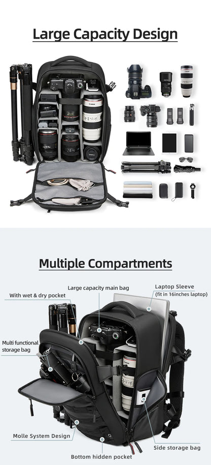 Professional Camera & Drone Backpack with 16-inch Laptop Compartment