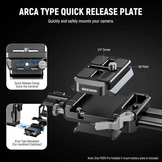 NEEWER Foldable V-Mount Battery Plate with Arca-Type Baseplate