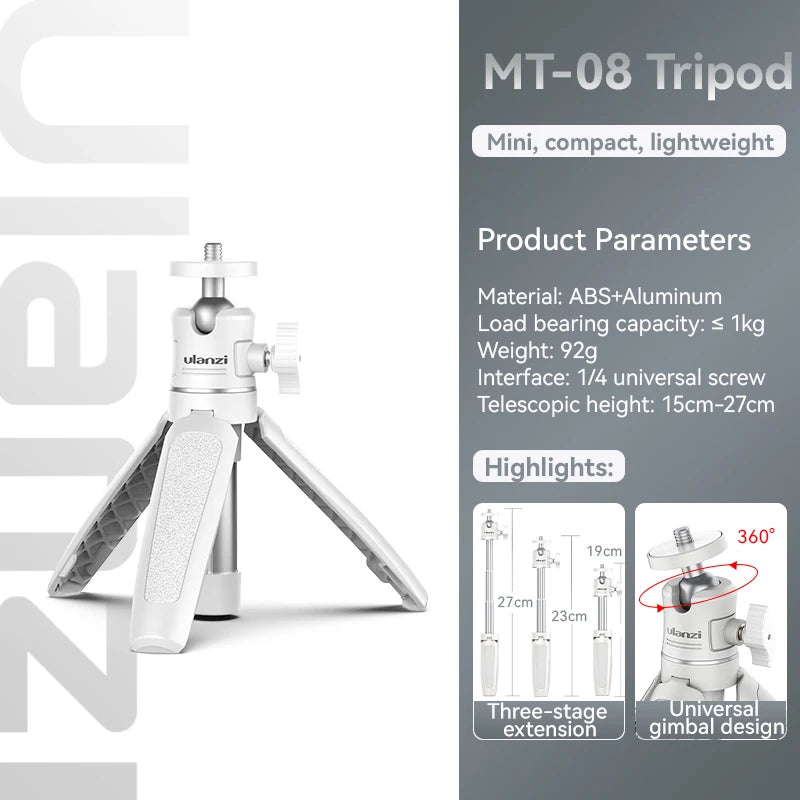 Ulanzi MT-08 White Mini Tripod and Hand Grip