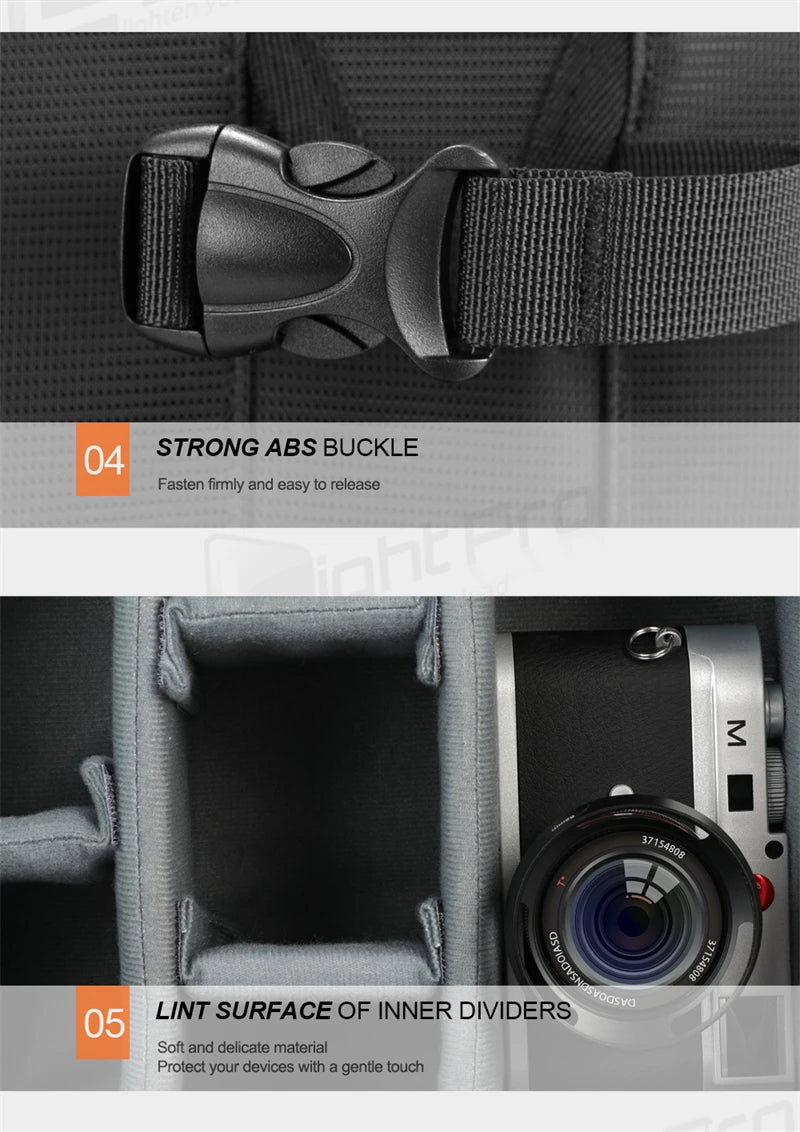 Large Capacity DSLR Camera Backpack with 15.6 Inch Laptop Compartment