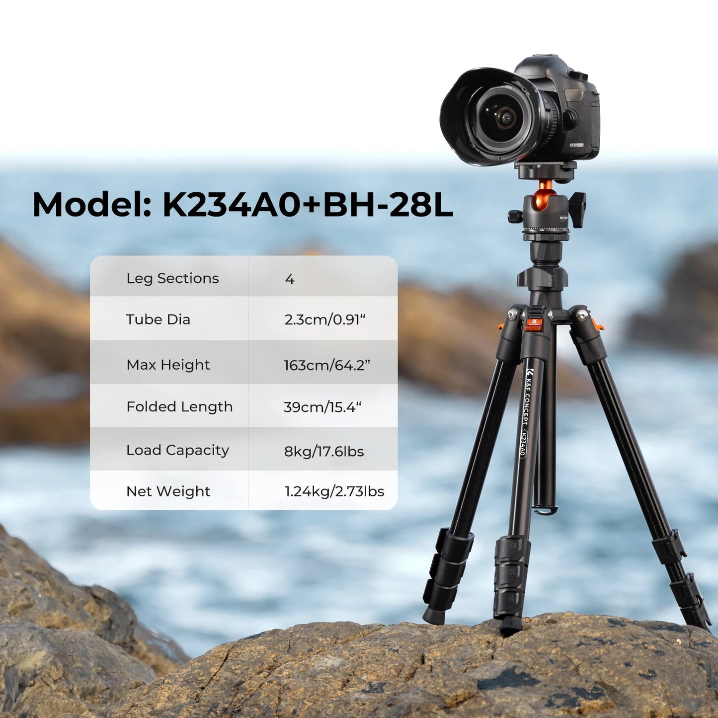 K&F Portable Flexible Travel Tripod with Ball Head