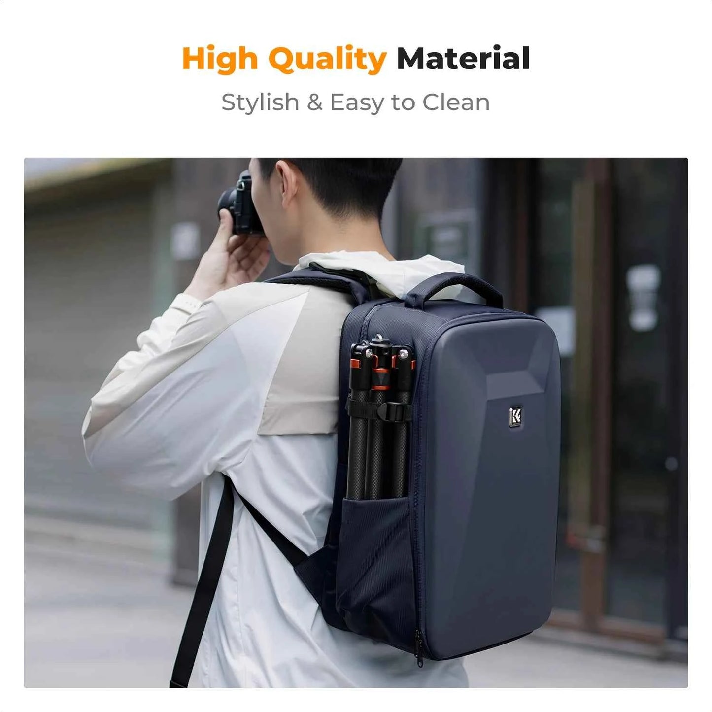 K&F CONCEPT 22L Large Capacity Camera Bag Travel Photography Hard Shell Waterproof Camera Backpack DSLR/SLR Camera Rain Cover