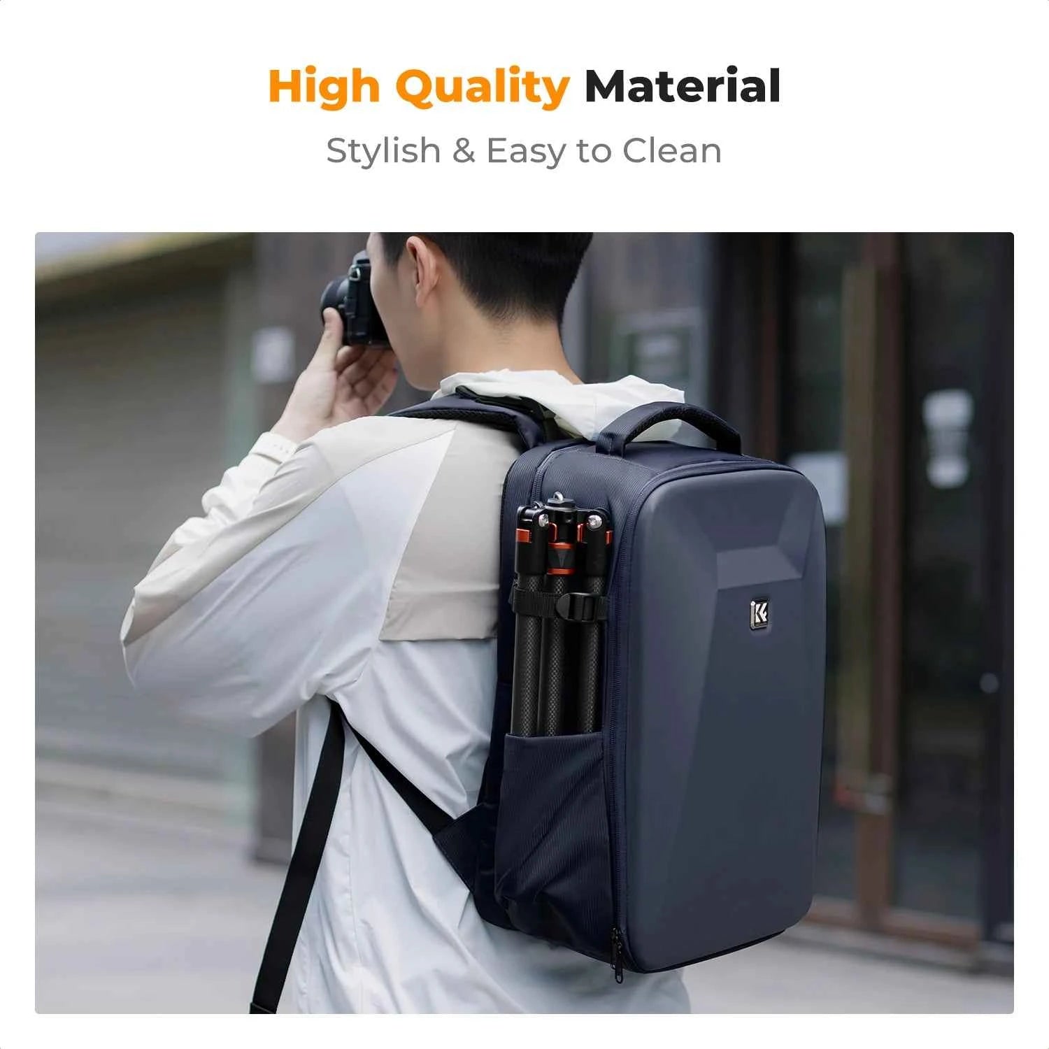 K&F CONCEPT 22L Large Capacity Camera Bag Travel Photography Hard Shell Waterproof Camera Backpack DSLR/SLR Camera Rain Cover