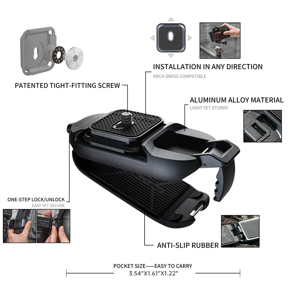 PGYTECH Beetle Camera Clip with Plate