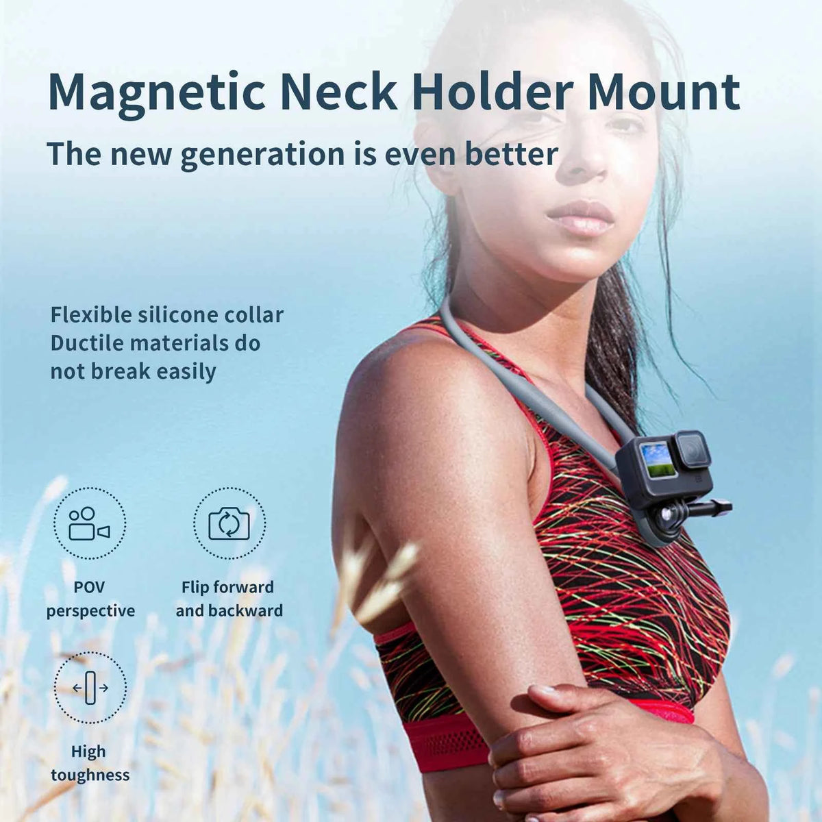 TELESIN Silicone Neck Mount for Action Cameras & Phones