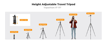 K&F 196cm Camera Tripod with 3-Way Head