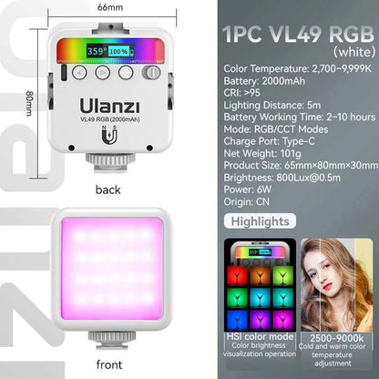 Ulanzi VL49 RGB Magnetic LED Video Light