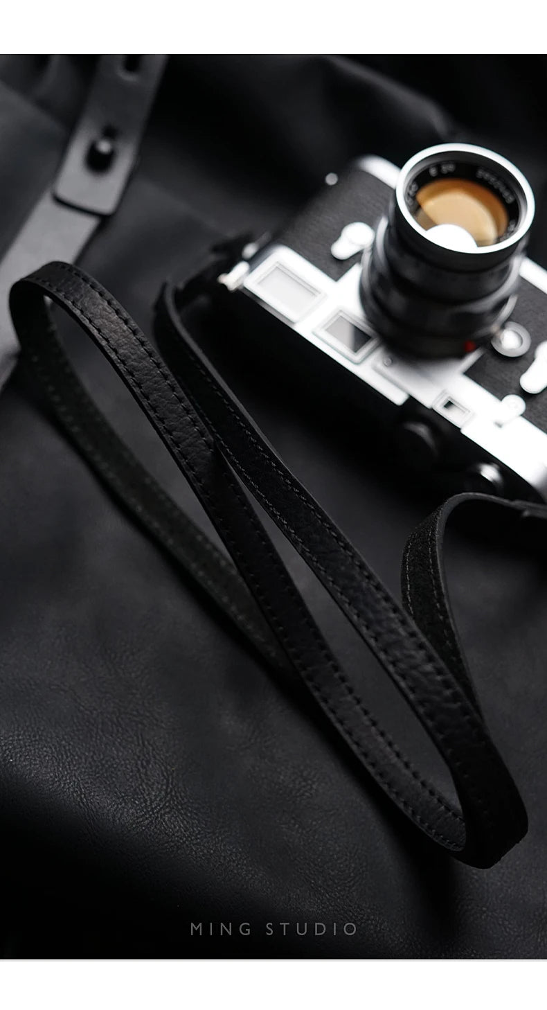 Camera Hub Essentials Genuine Leather Camera Shoulder Strap - Light khaki White