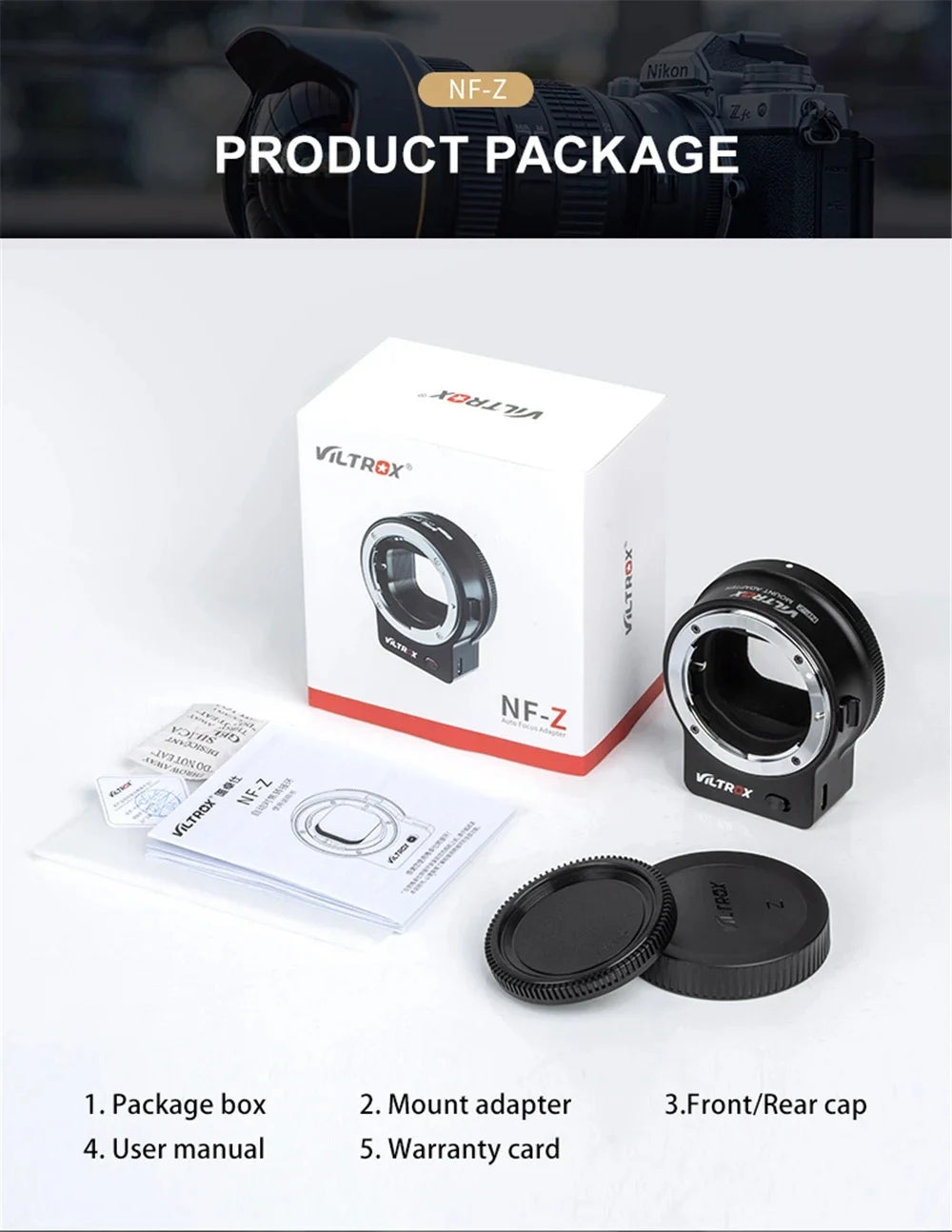 VILTROX NF-Z Nikon F to Nikon Z Autofocus Lens Adapter