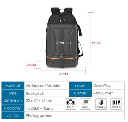 15.6 Inch Laptop Camera Backpack with Reflective Stripe
