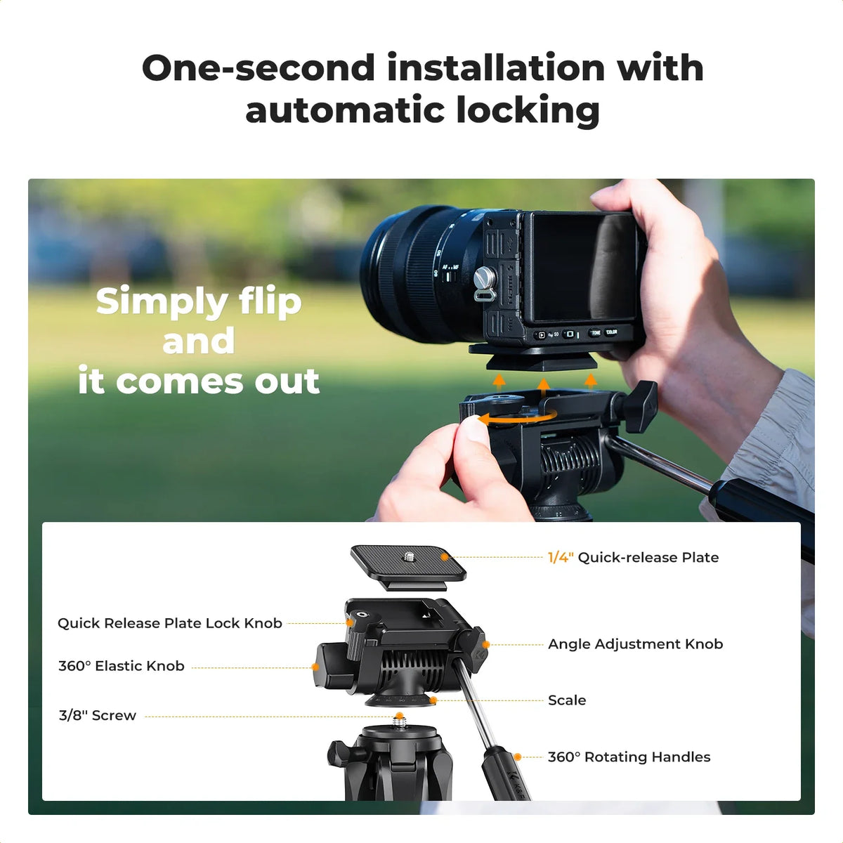 K&F S255A3 190cm Lightweight Camera Tripod