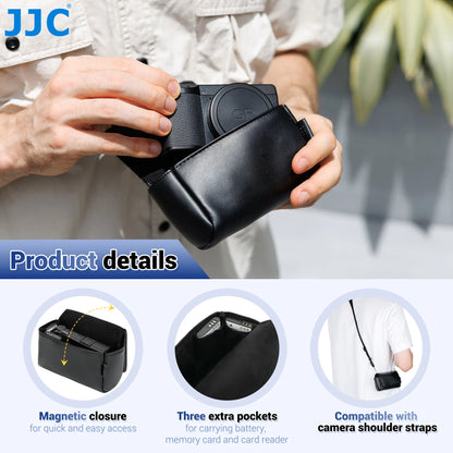 JJC Compact Camera Case for Ricoh GR IV/GR III & Sony RX100 - Leather-BLUE