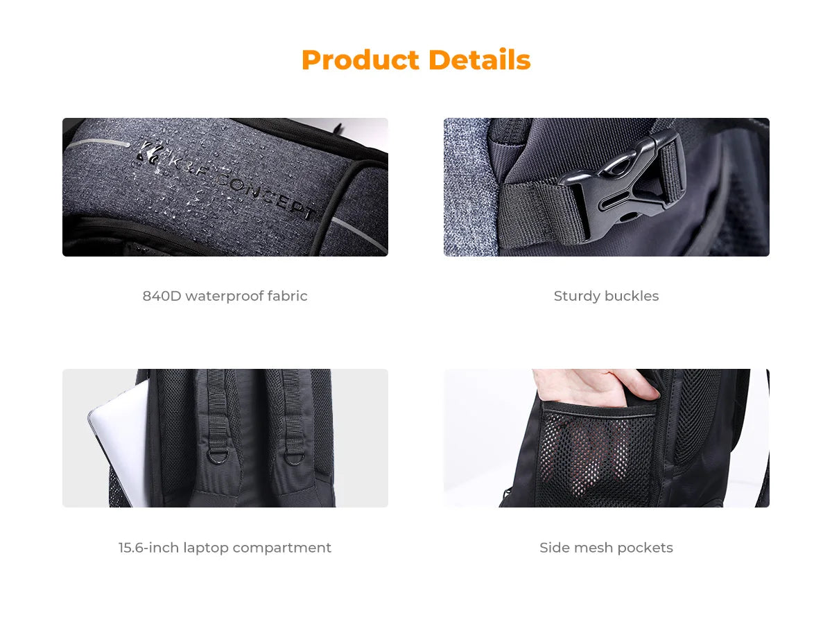 K&F Concept 25L Camera Backpack with Tripod Strap & Rain Cover