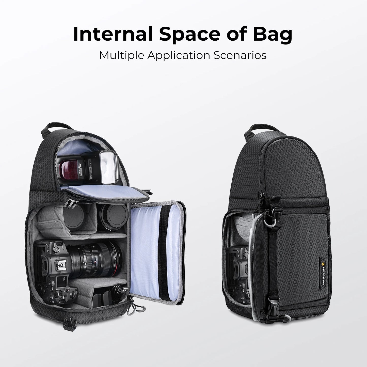 K&F Concept 10L Camera Sling Bag for DSLR & Mirrorless Cameras - Upgraded Black
