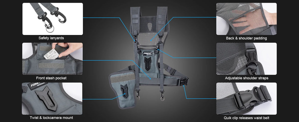FOMITO Dual Camera Harness & Chest Carry System