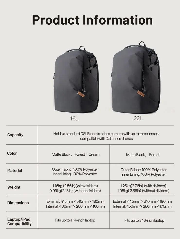PGYTECH OneGo Lite Camera Backpack
