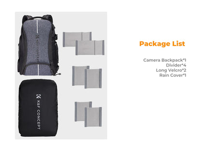K&F Concept 25L Camera Backpack with Tripod Strap & Rain Cover