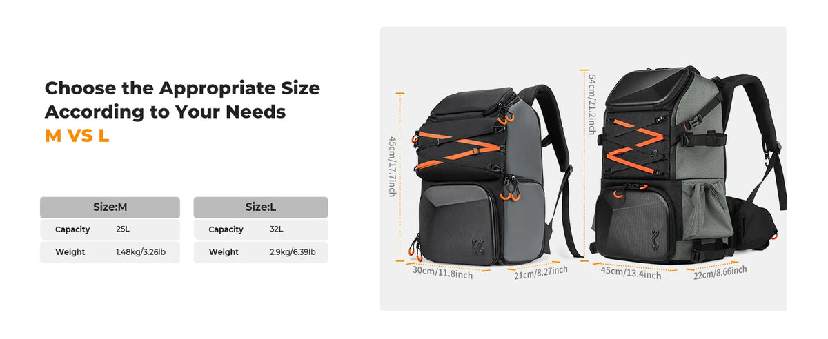 K&F Concept 25L Camera Backpack with Rain Cover