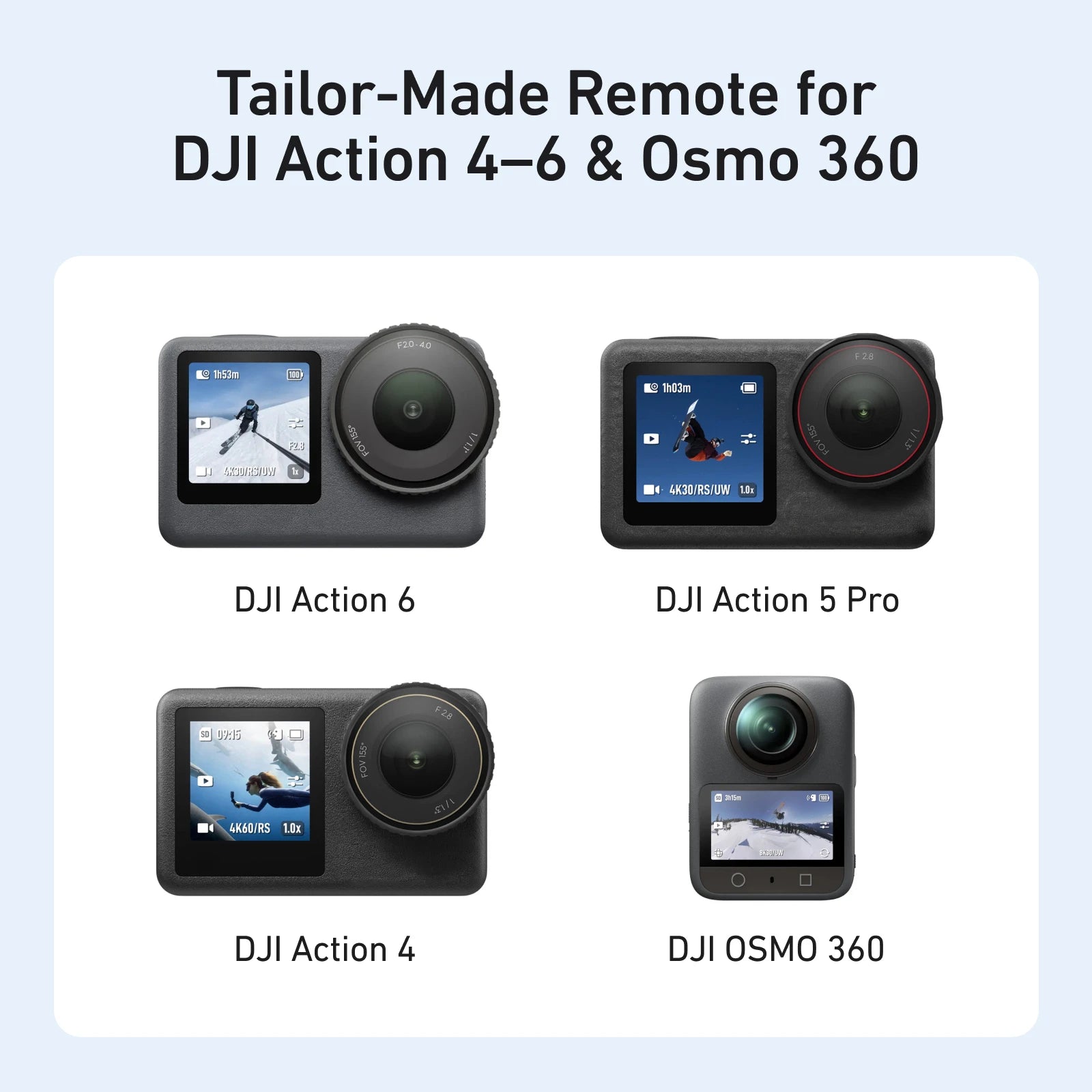 TELESIN 60m Bluetooth Remote Control with Wrist Strap for DJI Osmo Action