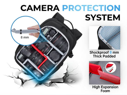 BAGSMART Expandable Camera Backpack with 15.6 Inch Laptop Compartment