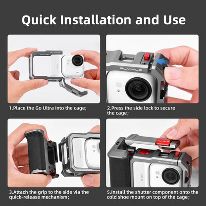 Flymile Camera Cage & Handle Grip Kit for Insta360 GO Ultra