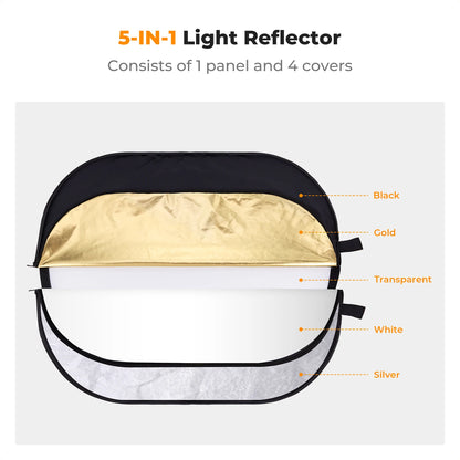 K&F Concept 5-in-1 Oval Photography Reflector