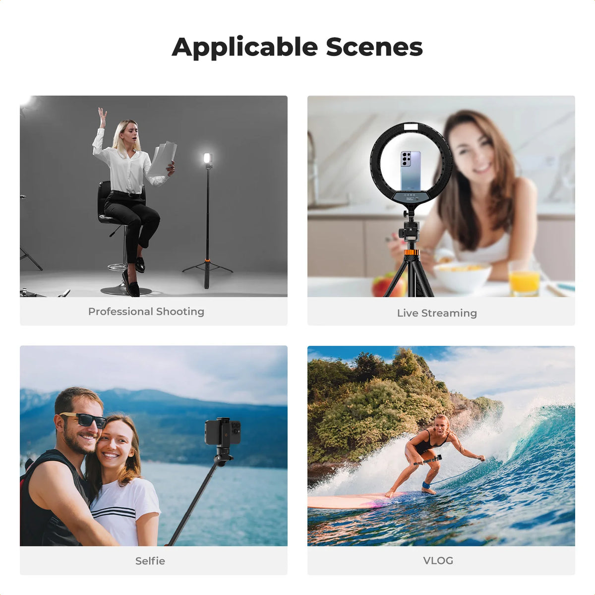 K&F MS24 175cm Phone Selfie Stick Tripod