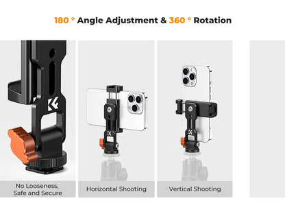 K&F Metal Phone Tripod Mount with Dual Cold Shoe