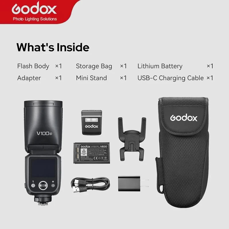 Godox V100 100Ws TTL Round Head Camera Flash