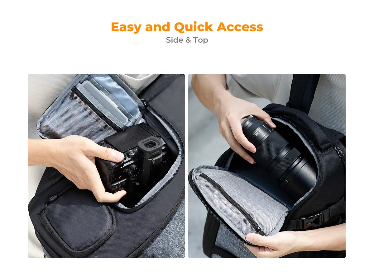 K&F Concept 25L Camera Backpack with Tripod Strap & Rain Cover