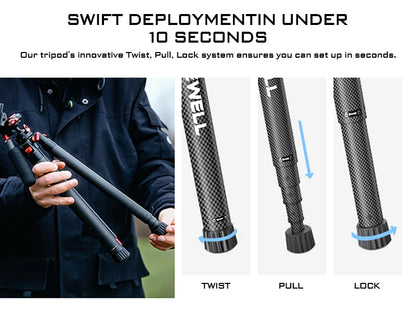 Freewell 1.5m Carbon Fibre Travel Tripod