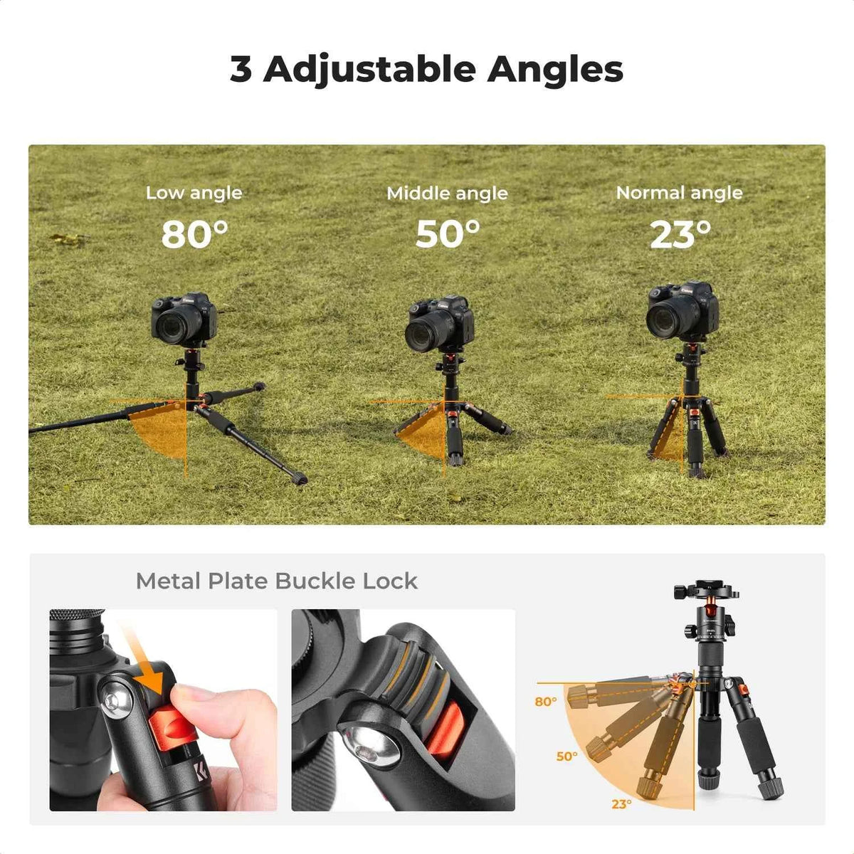 K&F S225A0 52cm Mini Desktop Tripod with Ball Head