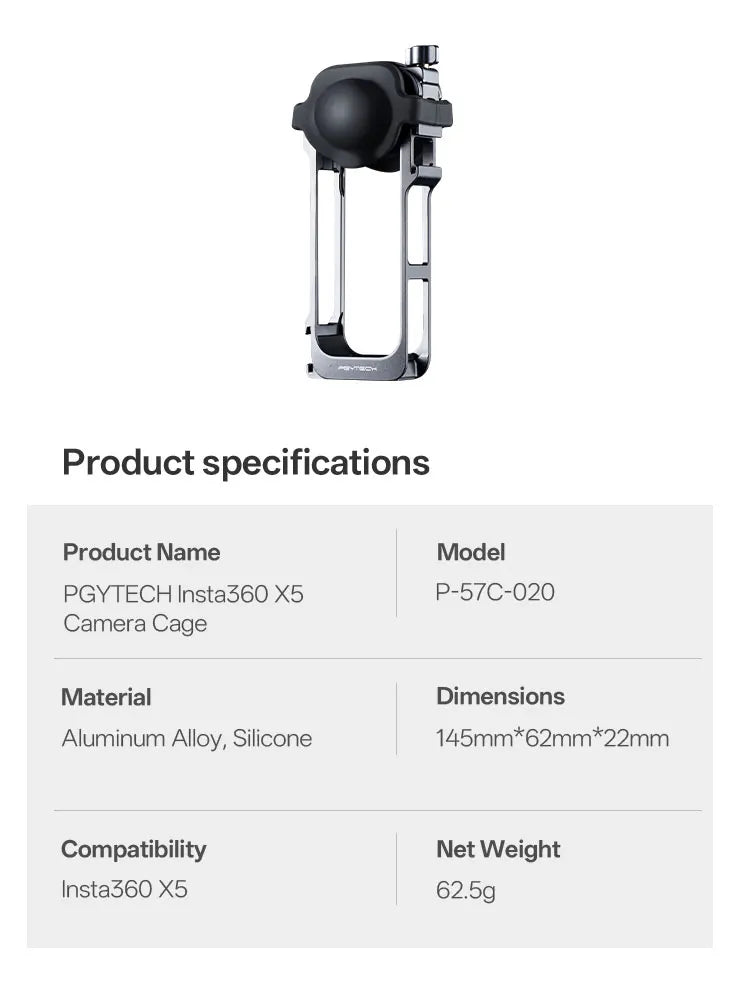 PGYTECH Camera Cage for Insta360 X5 & X4