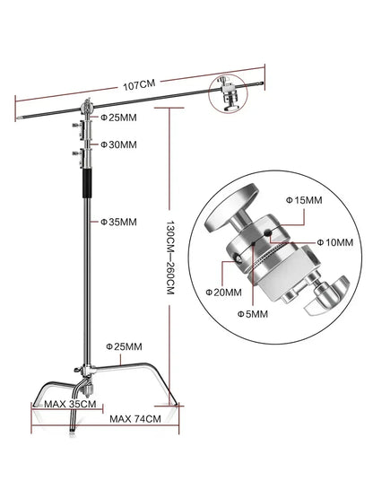 Heavy-Duty Stainless Steel Photography Light Stand