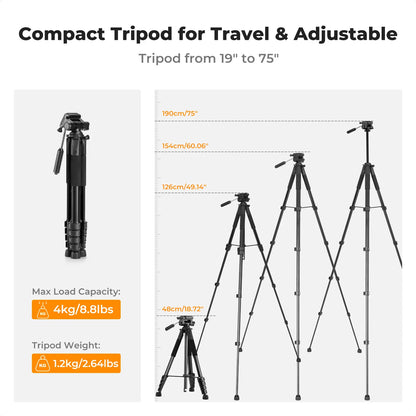 K&F S255A3 190cm Lightweight Camera Tripod