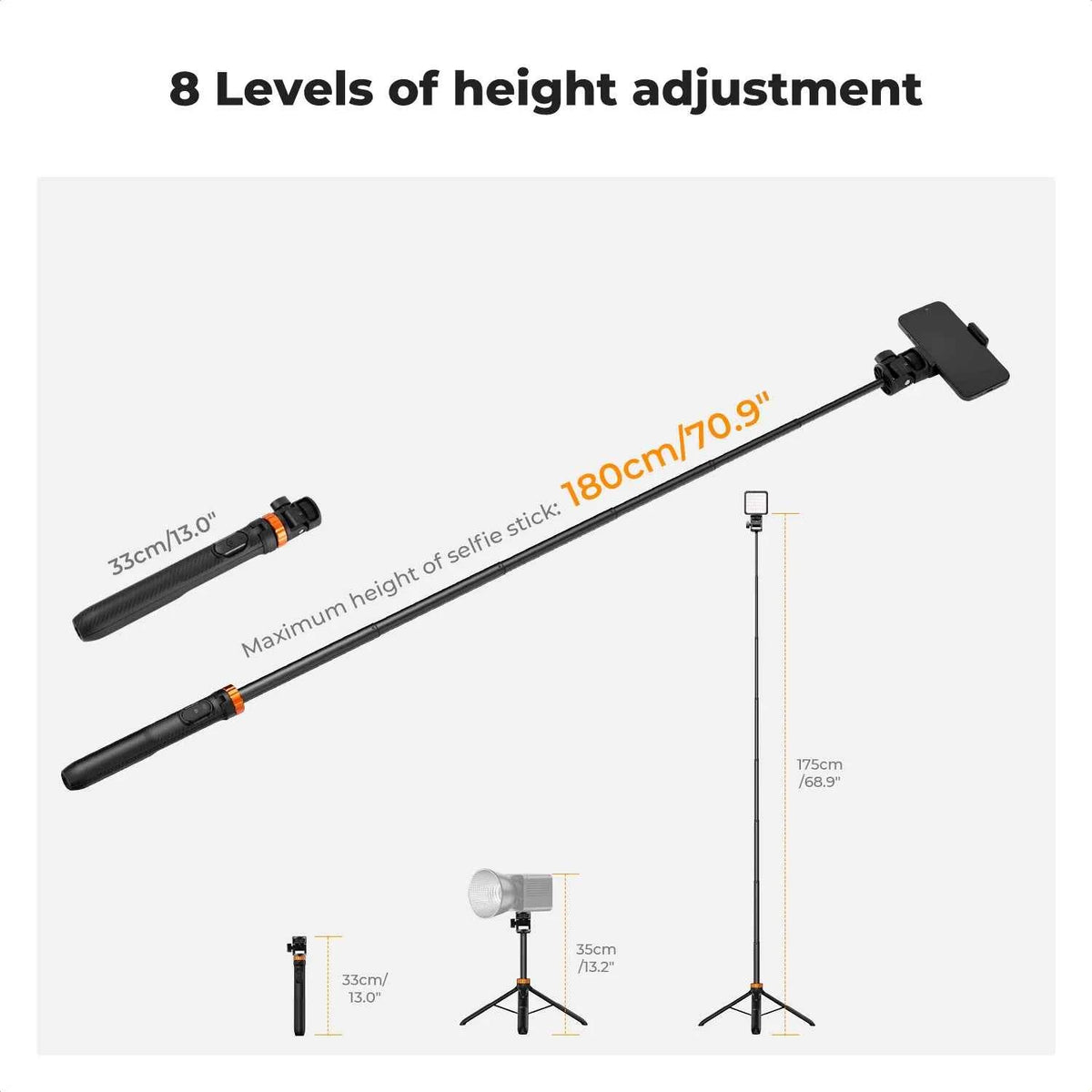 K&F MS24 175cm Phone Selfie Stick Tripod