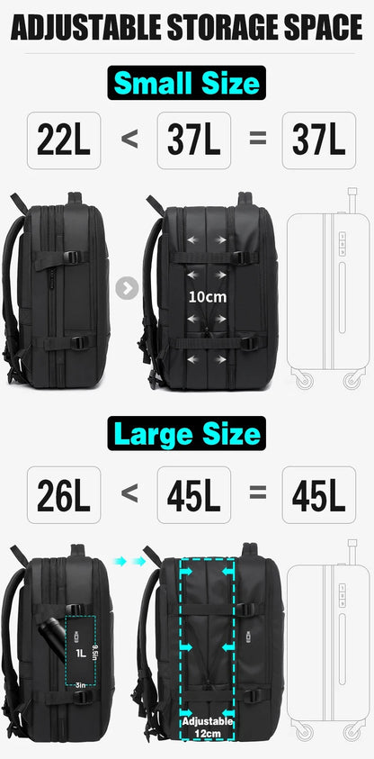 BANGE 17.3 Inch Expandable Travel Backpack with USB Port