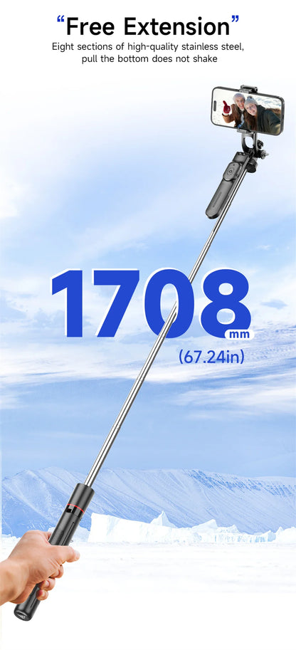 MEUYAG F16 170cm Selfie Stick Tripod with Fill Light