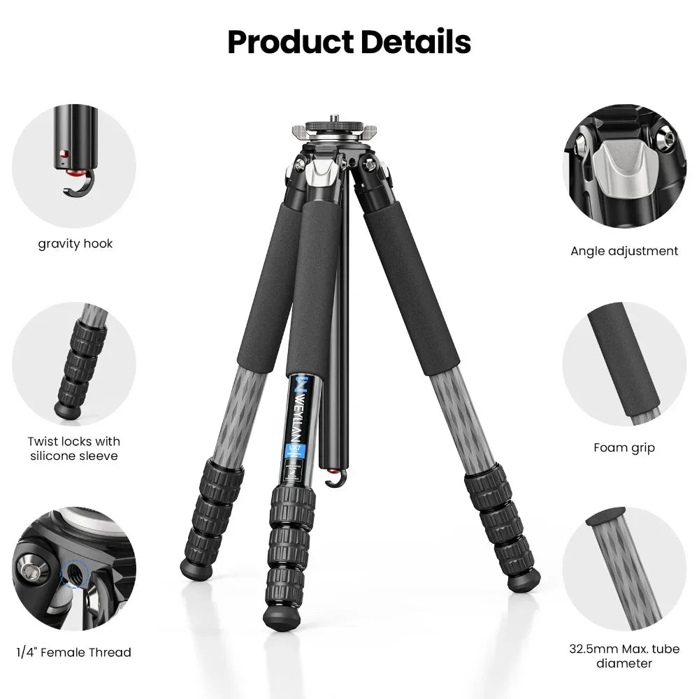 WEYLLAN UX7 Compact Carbon Fibre Travel Tripod