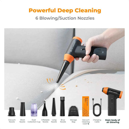 K&F CONCEPT Electric Air Duster Cordless Compressed Air Blower Suction for Computer,PC,Laptop Keyboard,Car,Camera Dust Cleaner