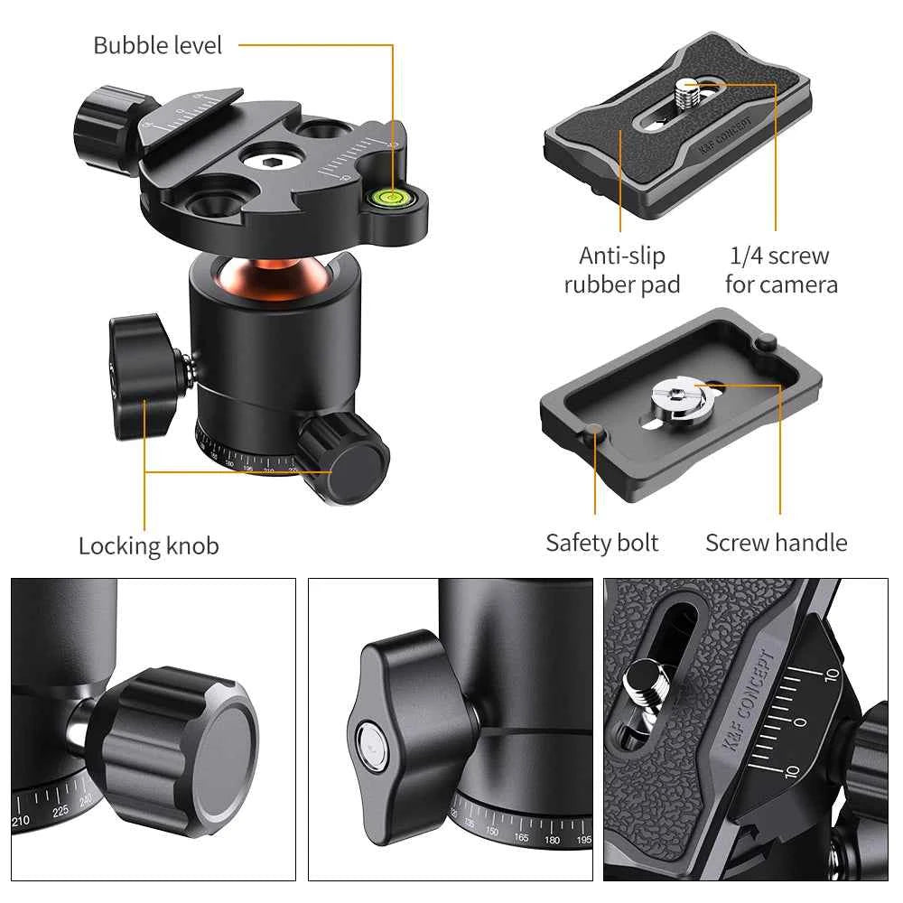 K&F BH-28L 28mm Ball Head with Quick Release Plate