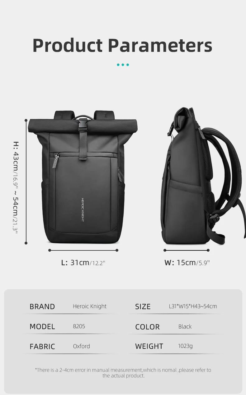 Heroic Knight Expandable Rolltop Laptop Backpack