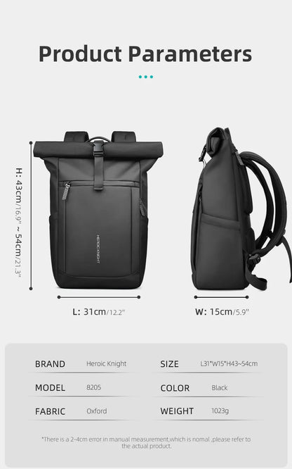 Heroic Knight Expandable Rolltop Laptop Backpack