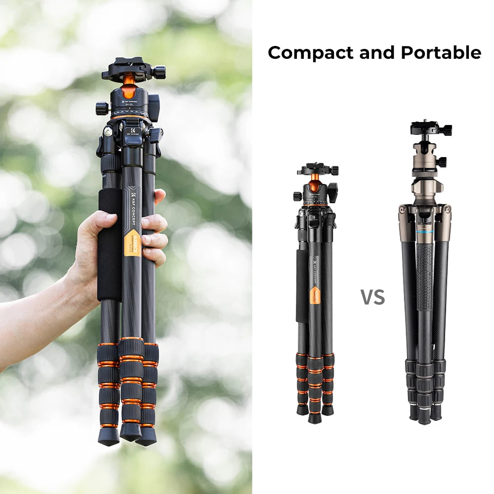 K&F A255C2 Carbon Fibre Tripod with 360 Degree Ball Head